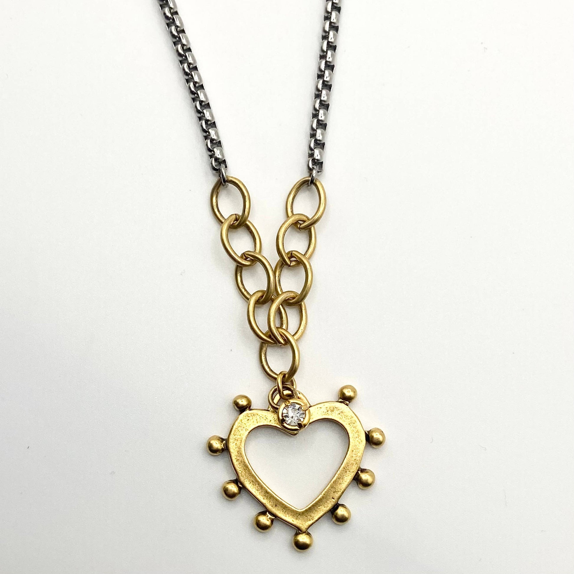 Two-Tone Open Heart Necklace, alternate view 8