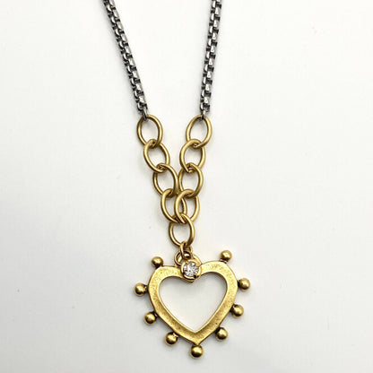 Two-Tone Open Heart Necklace, alternate view 8
