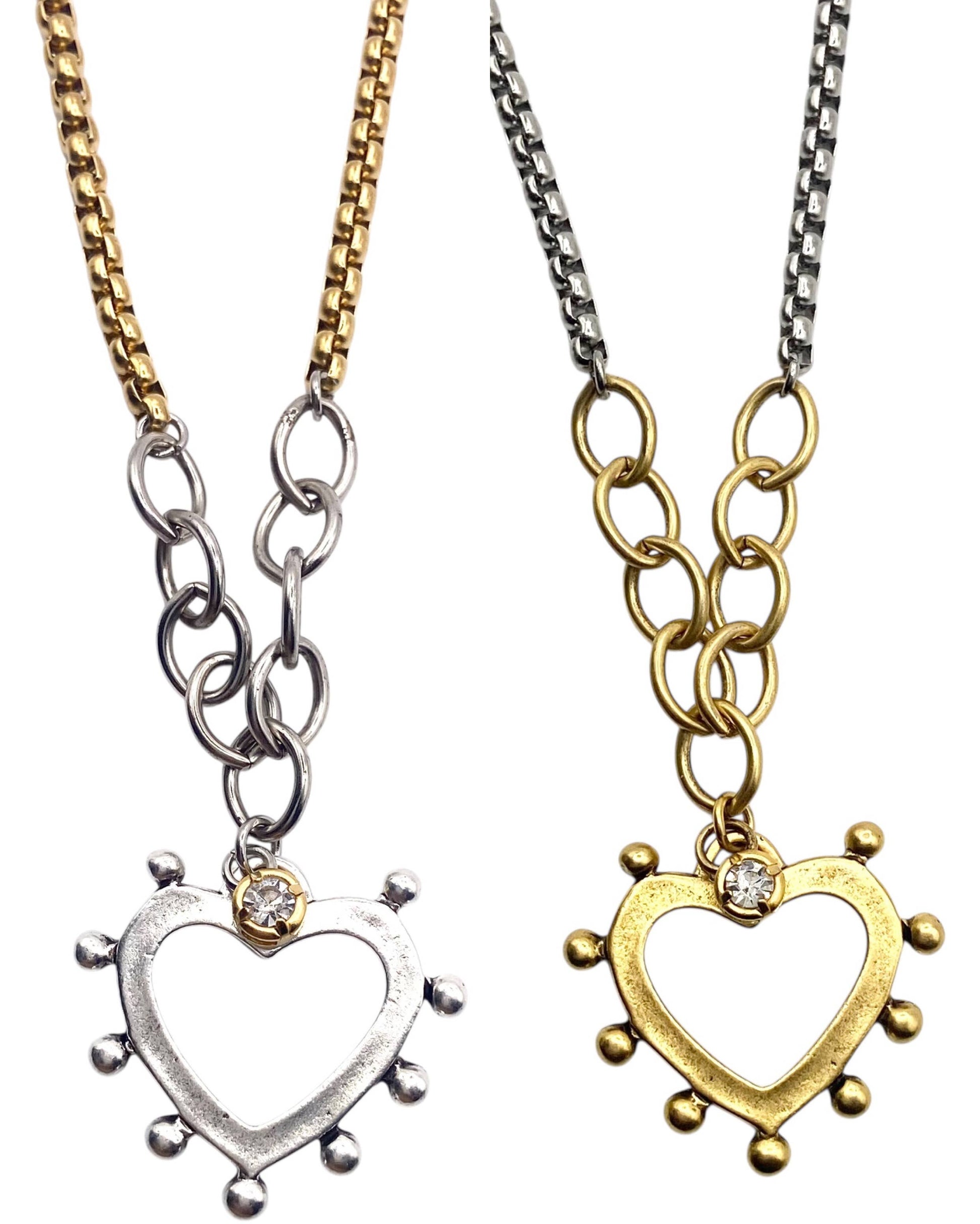 Two-Tone Open Heart Necklace