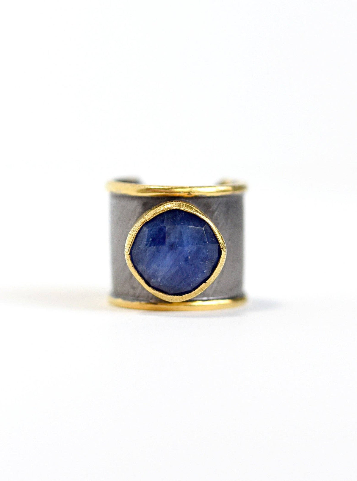 Two-Tone Oxidized Natural Stone Cuff Ring, alternate view 3