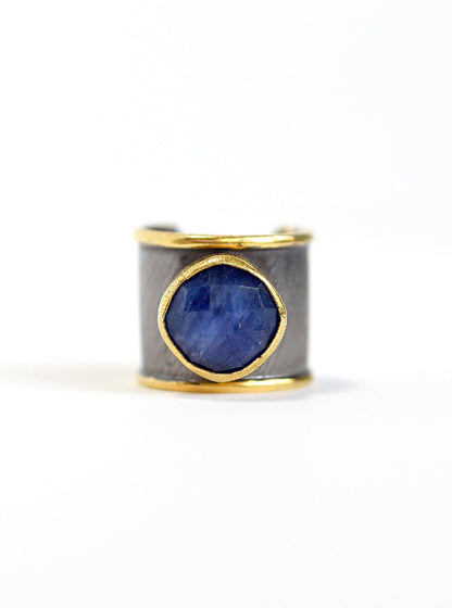 Two-Tone Oxidized Natural Stone Cuff Ring, alternate view 3