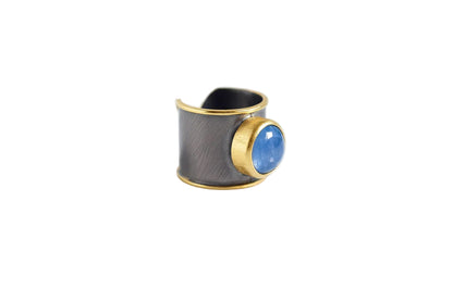 Two-Tone Oxidized Natural Stone Cuff Ring, alternate view 4