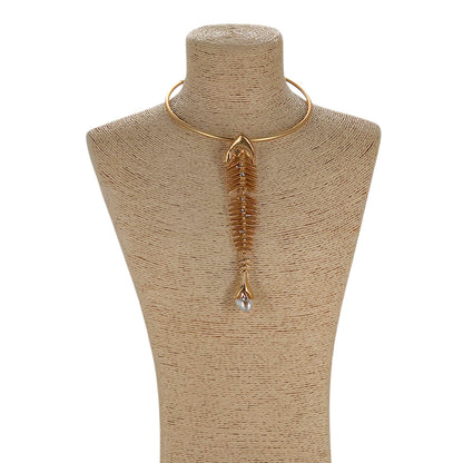 Vintage Gold Fish Bone Collar Necklace, alternate view 3