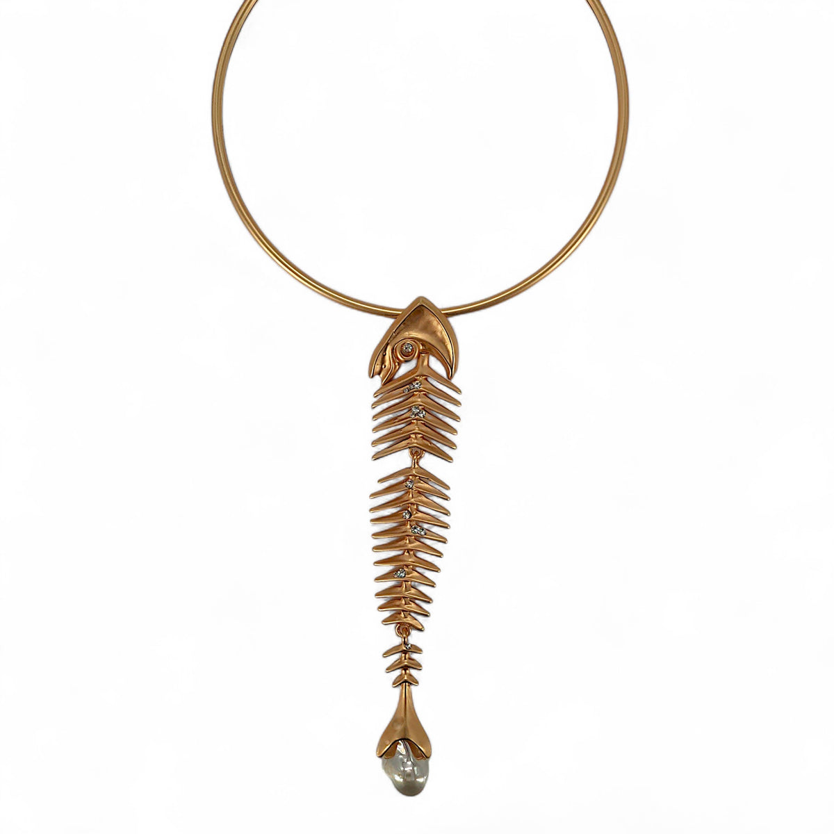 Vintage Gold Fish Bone Collar Necklace