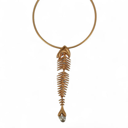Vintage Gold Fish Bone Collar Necklace