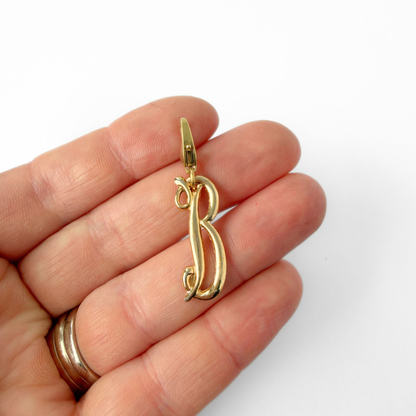 Vintage gold plated "B" monogram charm, alternate view 2