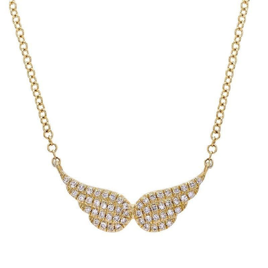 Yellow Gold Angel Wing Diamond Necklace - Susan Blake Jewelry