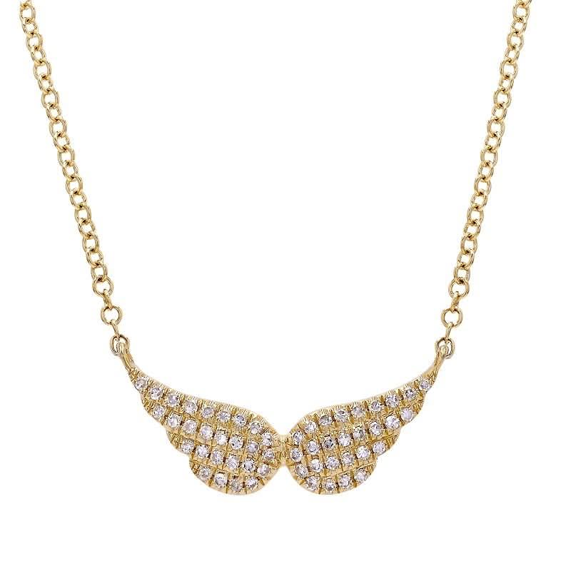 Yellow Gold Angel Wing Diamond Necklace