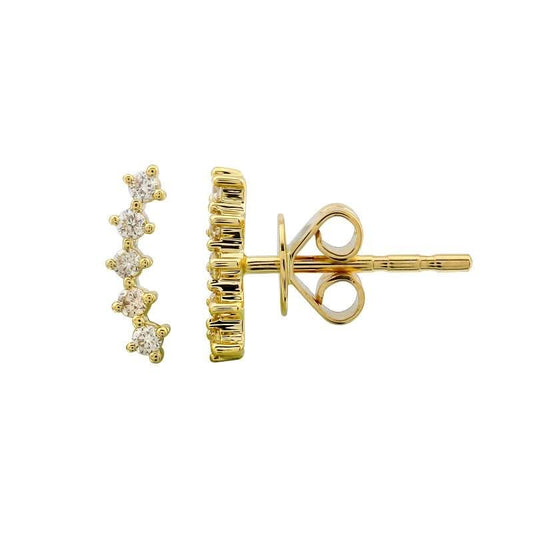 Yellow Gold Arc Diamond Stud Earrings