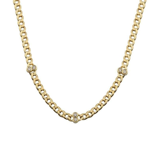 Yellow Gold Bezel Diamond Cuban Link Chain Necklace - Susan Blake Jewelry