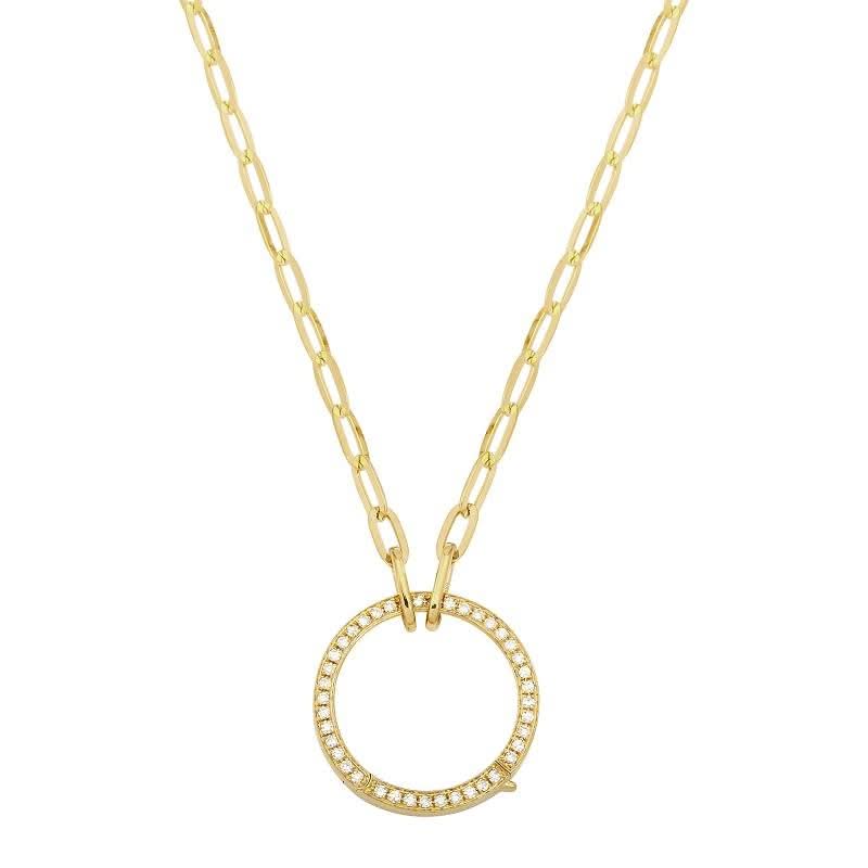 Yellow Gold Circular Diamond Clasp Necklace - Susan Blake Jewelry