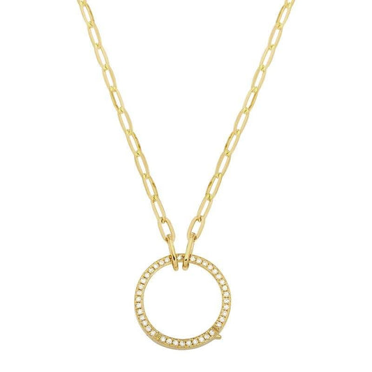 Yellow Gold Circular Diamond Clasp Necklace