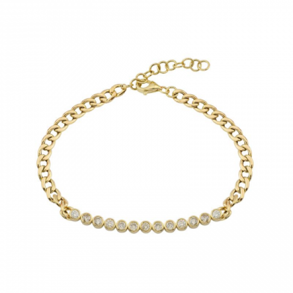 14k Yellow Gold Diamond Bezel Set Bracelet 