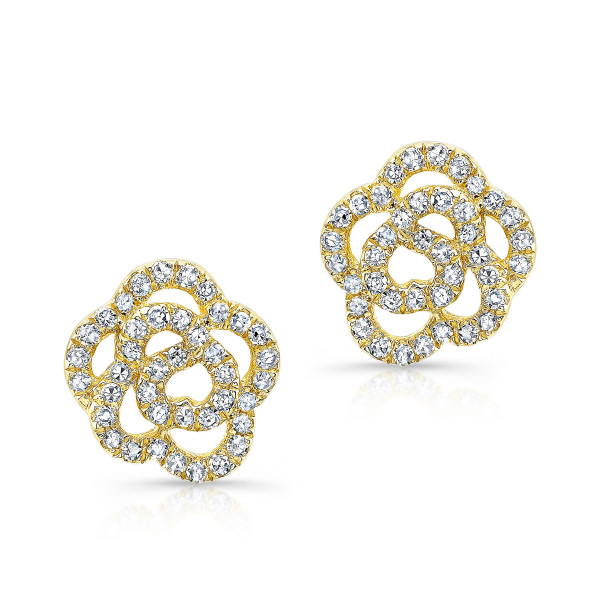 14k Diamond Rosette Stud Earrings