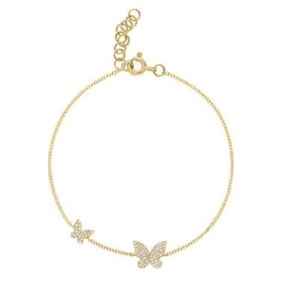 14k Yellow Gold Diamond Floating Butterfly Bracelet