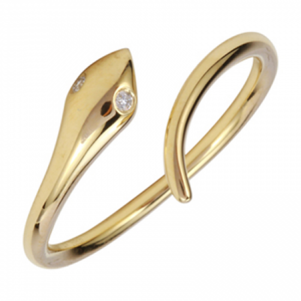 14k Yellow Gold Diamond Snake Ring