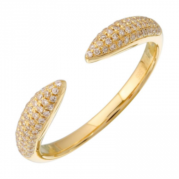 14k Yellow Gold Diamond Claw Ring