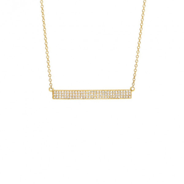 14k Yellow Gold Diamond Pave Bar Necklace
