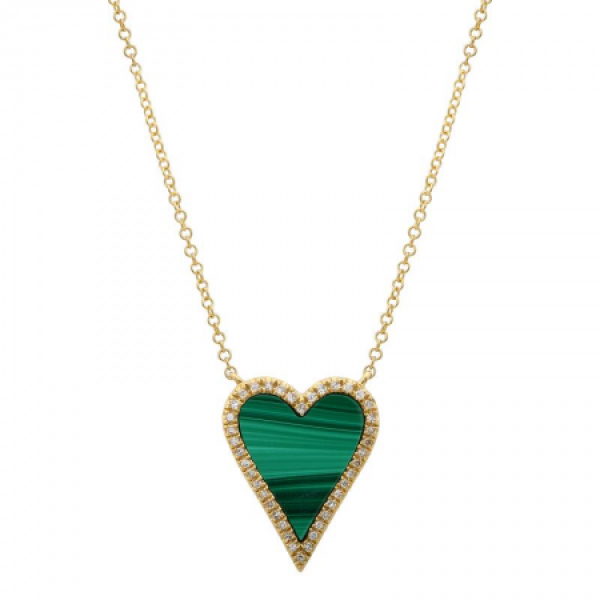 14k Gold, Diamond, & Malachite Heart Necklace – MILLER MAE DESIGNS