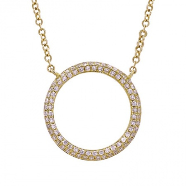 14k Yellow Gold Eternal Circle Diamond Necklace