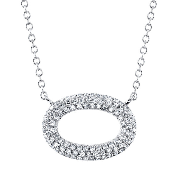 14k Diamond Pave Oval Necklace
