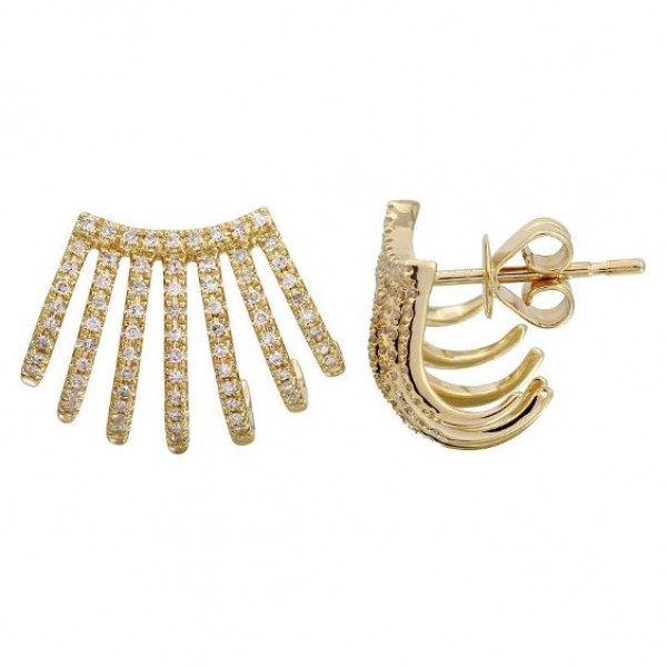 14k Yellow Gold Fashion Diamond Cage earrings