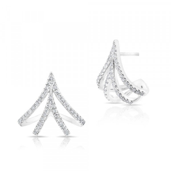 14k White Gold Diamond Fashion Huggie Earring