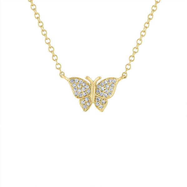 14k Diamond Pave Butterfly Necklace