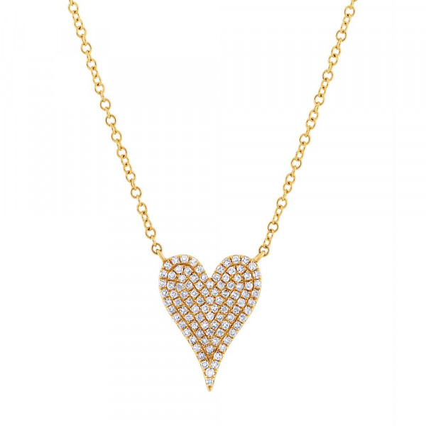 14k Yellow Gold Diamond Heart Necklace