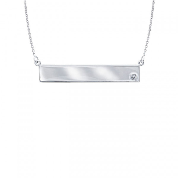 Sterling Silver Nameplate Necklace with CZ