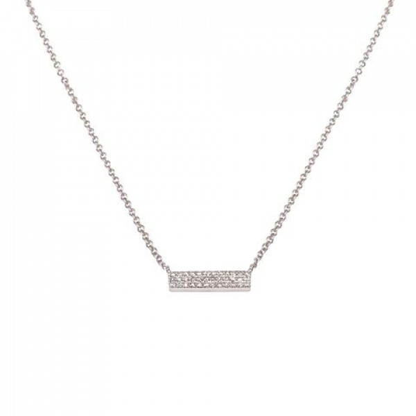 14k Diamond Mini Pave Bar Necklace