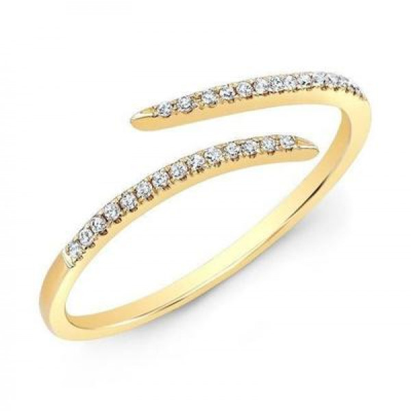 American Jewelry 14k Yellow Gold .33ctw Diamond Open Wrap Ring Guard (Size  7)