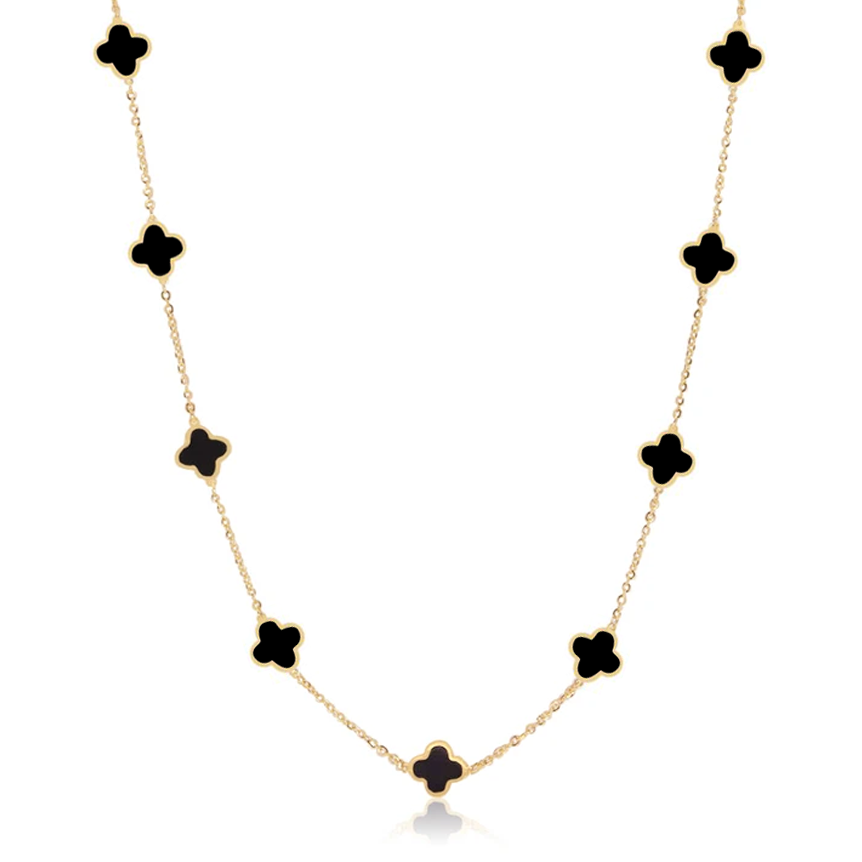Black Clover Necklace, Gold Plated Clover Necklace, GESSO