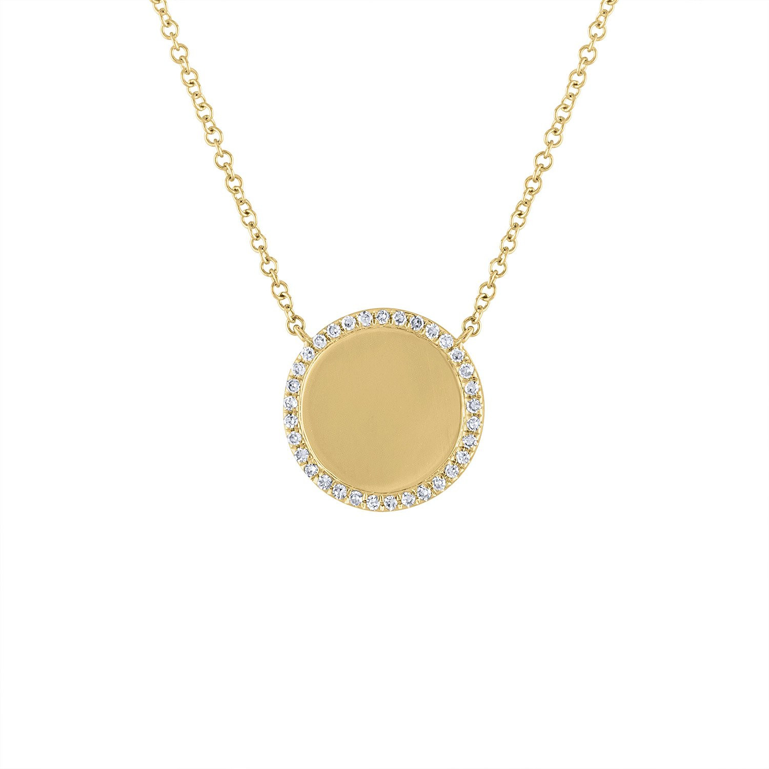 14 Karat Two-Tone Yellow and White Gold Hammered Disk Necklace - Larc  Jewelers