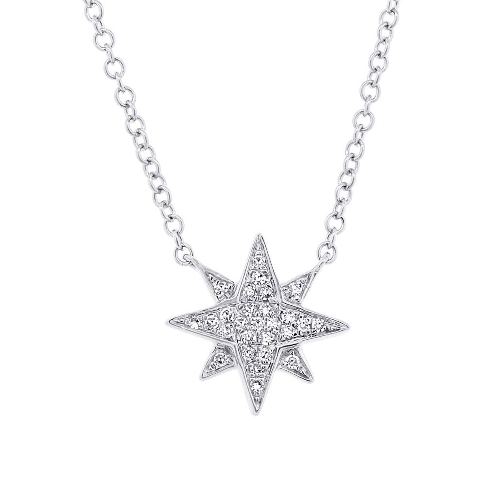 18k White Gold Mini Diamond Star Necklace – Dandelion Jewelry