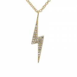 14k Yellow Gold Diamond Lightning Rod Necklace