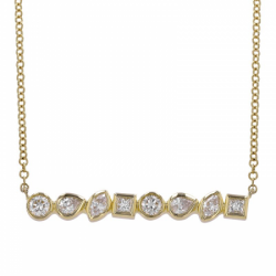 14k Yellow Gold Multi-Shape Diamond Bar Necklace
