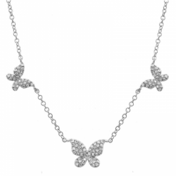 14k Triple Diamond Butterfly Necklace