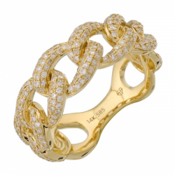 14K Yellow Gold Pave Diamond Link Ring