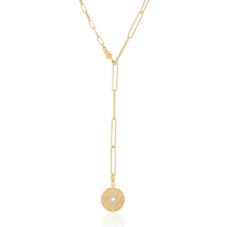 18k Yellow Gold Plated Medallion Lariat Necklace