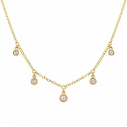14k Yellow Gold Diamond Drop Necklace