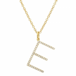 14k Yellow Gold Diamond initial Necklace