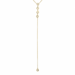 14K Yellow Gold Diamond Bezel Lariat Necklace