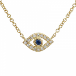 14k Diamond Blue Evil Eye Necklace