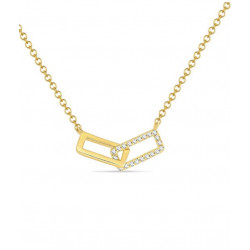 14k Yellow Gold Diamond Link Necklace