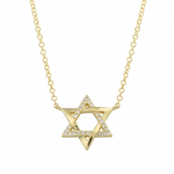 14k Yellow Gold Star-of-david Diamond Necklace