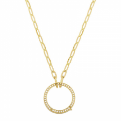 14K Yellow Gold Diamond Circle Enhancer on Yellow Gold Link Necklace
