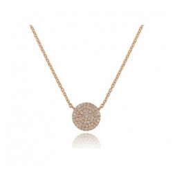 14k Yellow Gold Diamond Pave Disc Necklace