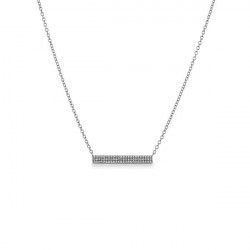 Sterling Silver Oxidized Diamond Bar Necklace