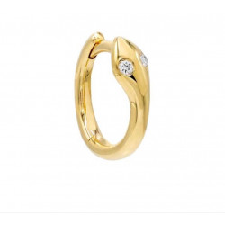 14k Yellow Gold Snake Huggie w Diamond Earrings